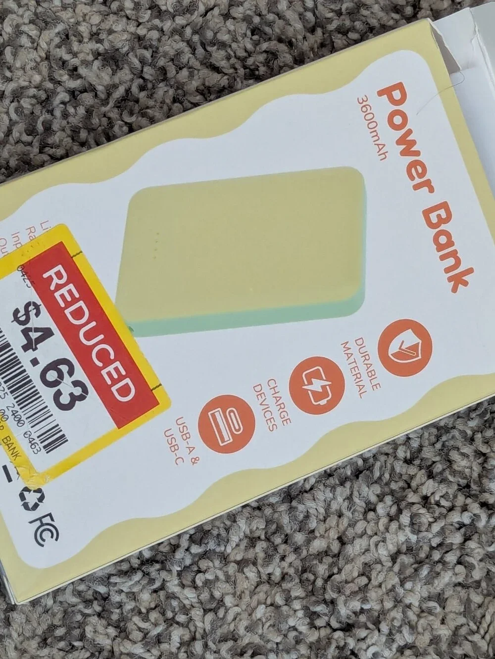 Compact Portable Mobile Phone Power Bank Yellow/Green